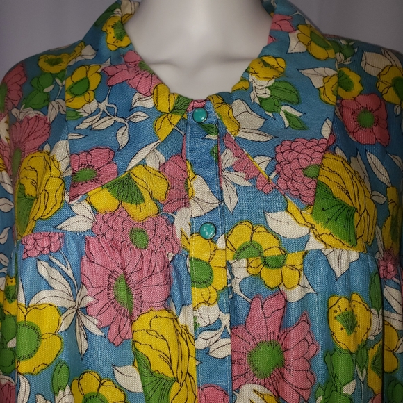Vintage Lane Bryant 60s Colorful Floral House Coat Plus Size 50-52 - Picture 5 of 15